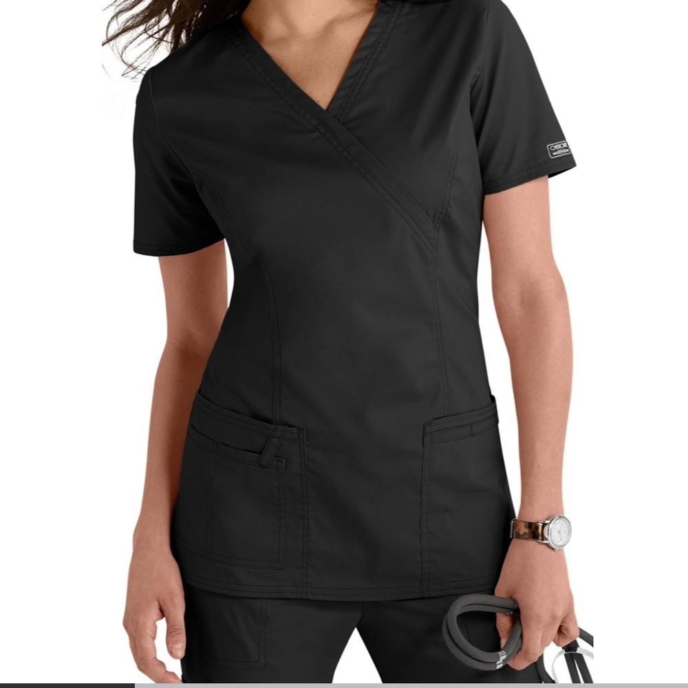 Cherokee Authentic Workwear Revolution StretchMock Wrap Soft Top Women’s Size M